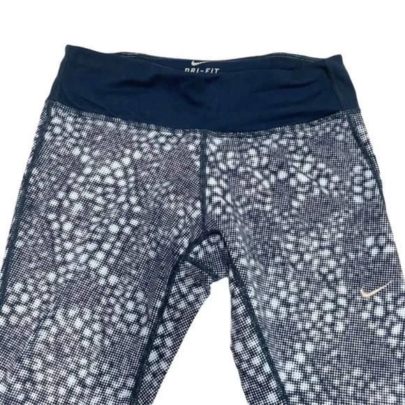 Nike Dri-Fit Crop Leggings Capri Printed Blue Athletic Activewear Sports Size XS - Picture 3 of 7